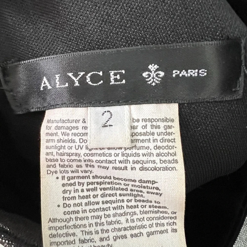 Alyce Paris Black Geometric Mesh Cut Out Illusion Bodycon Mini Dress Size‎ 2